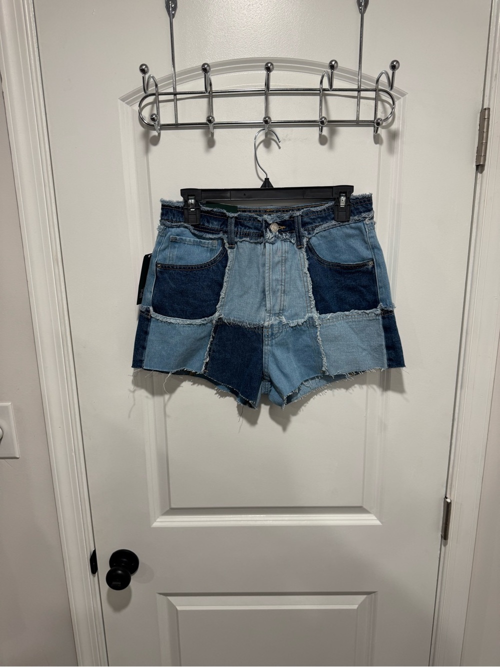 wild fable Patchwork Two-Tone Denim Shorts - Light & Dark Blue